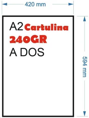 CARTULINA 240GR 10HOJAS TAMAÑO A2 594X420MM BLANCO GRUESO MATE