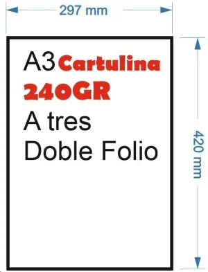 CARTULINA 240GR 10HOJAS TAMAÑO A3 420X297MM BLANCO GRUESO MATE