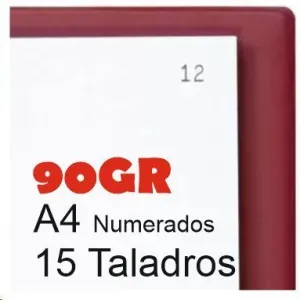 RECAMBIO 100 HOJAS NUMERADAS 15 TALADROS 1-100 PARA ACTAS MOVILES 4 AGUJEROS A4 90GR MIQUELRIUS