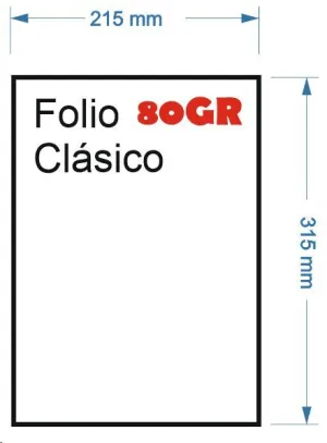 PAQUETE 500 HOJAS PAPEL FOLIO MULTIFUNCION 80 G. UNIVERSAL 315X215MM FORMATO CLASICO