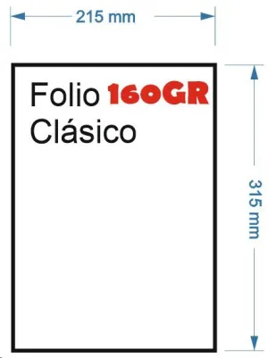 PAQUETE 500 HOJAS PAPEL MULTIFUNCION 160GR. 315X215MM UNIVERSAL FORMATO ANTIGUO FOLIO