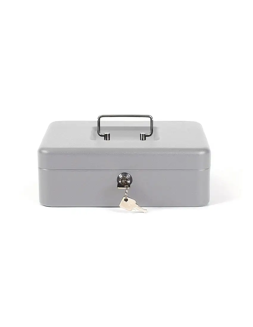 Caja Caudales Q-Connect 10" 250X180X90 Mm Plata Con Portamonedas