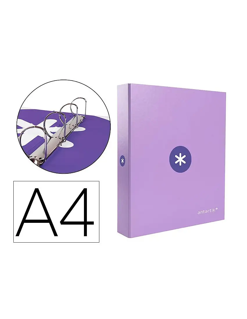 Carpeta 4 Anillas 40 Mm Mixtas Antartik A4 Forrada Color Lavanda