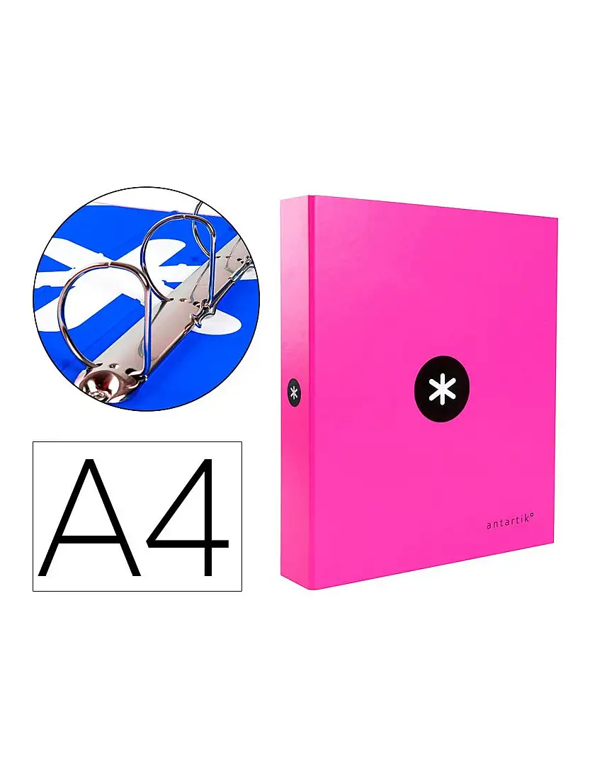 Carpeta 4 Anillas 40 Mm Mixtas Antartik A4 Forrada Color Rosa
