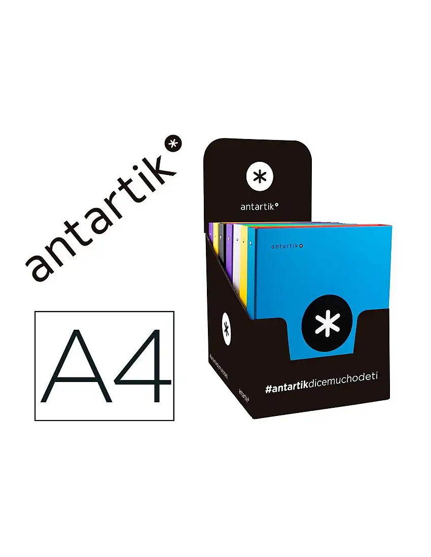 Carpeta 4 Anillas 40 Mm Mixtas Antartik A4 Forrada Colores Surtidos