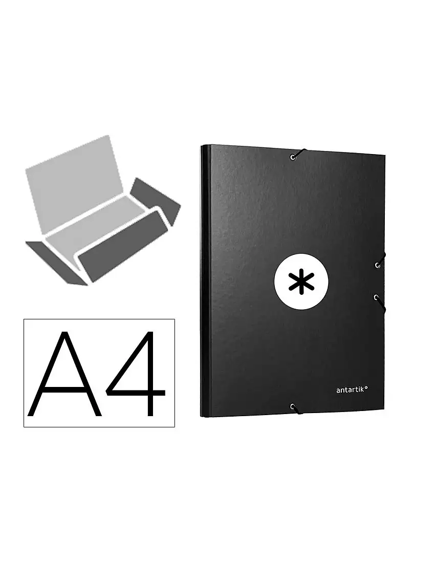 Carpeta Antartik Gomas Tres Solapas Carton Forrado Color Negro