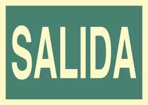 SEÑAL FOTOLUMINISCENTE SALIDA PVC RIGIDO DE 1,4MM FOTOLUMINISCENTE , CLASE B + BARNIZ O EN VINILO ADHESIVO 210X200 EV14