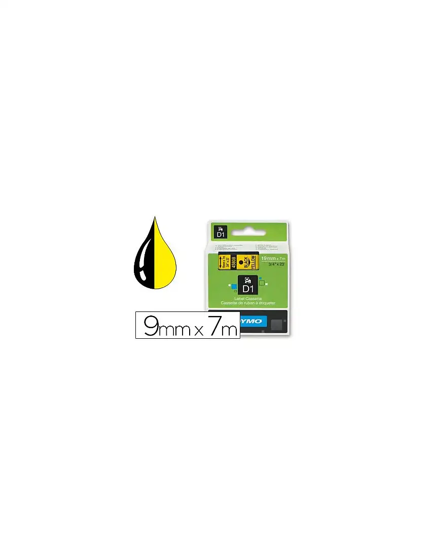 Cinta Dymo Negro Amarillo 9Mm X 7 Mt D1