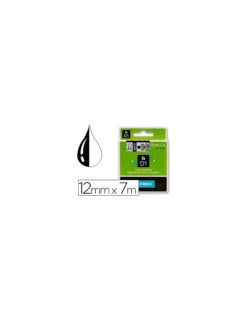 Cinta Dymo Negro Transparente 12Mm X7 Mt D1