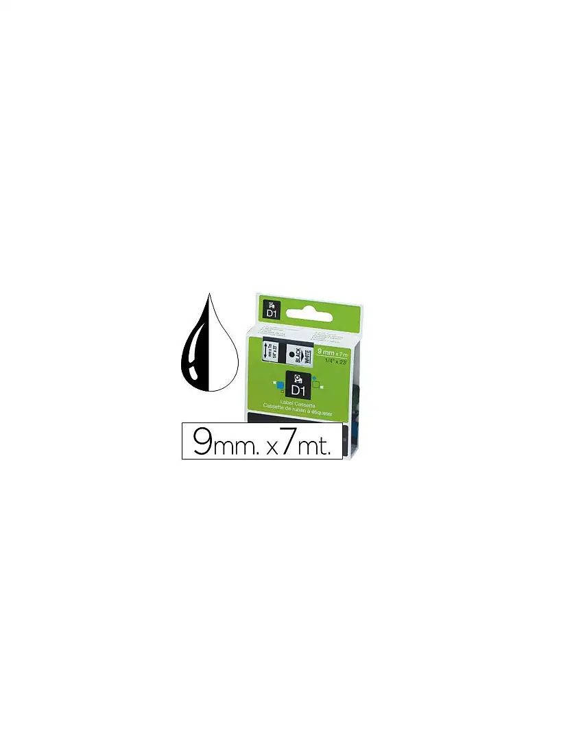 Cinta Dymo Negro-Transparente 9Mm X 7Mt D1
