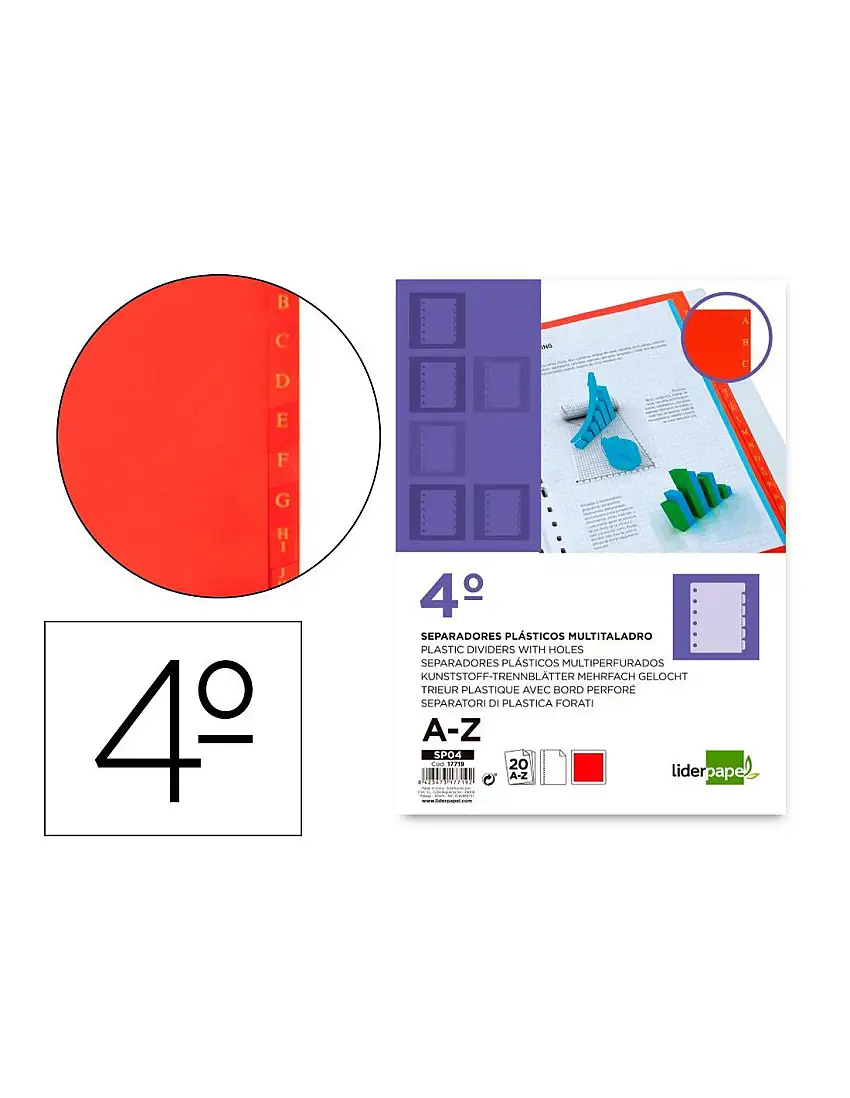 Separador Liderpapel Plastico Alfabetico A-Z Cuarto