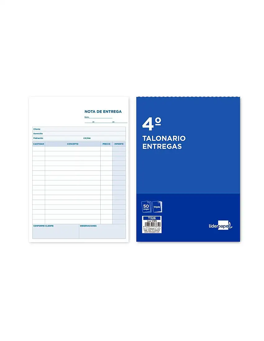 Talonario Liderpapel Entregas Cuarto Original Y 2 Copias T326